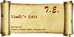 Timár Edit névjegykártya